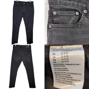American Eagle AE Jeans Flex Faded Black Slim Mens Size 31x32 Skate